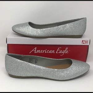 American Eagle Clinton Silver Flats slip-ons. NWB